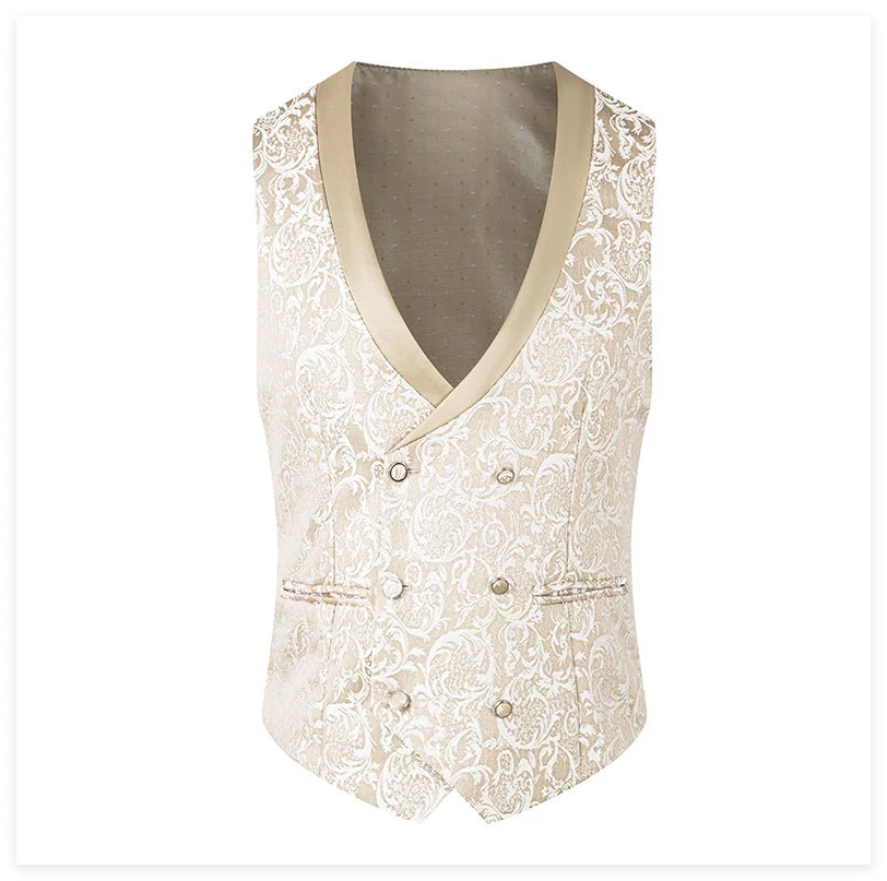 Business Paisley Men Suits Sets 3pcs Slim Fit Wedding Prom Groom Tuxedos Floral - Image 4 of 4