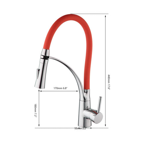 Multi-Color Pull Down& Swivel Spout Mixer Kitchen Sink Faucet Taps Deck Mounted - Picture 40 of 46