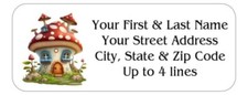 150 Mushroom House  Mailing Return Address Labels Personalized  1 x 2 5/8 in.