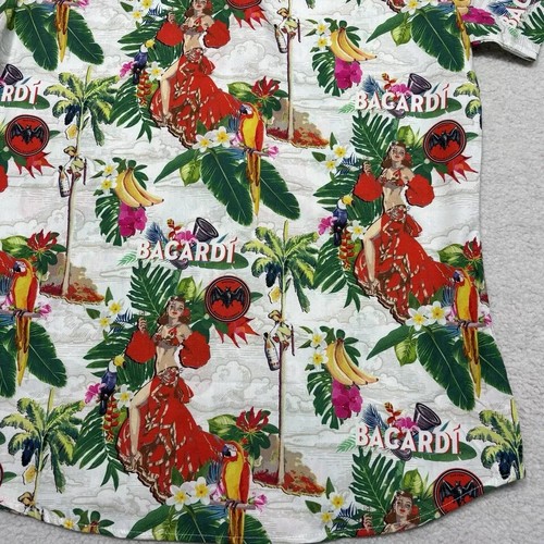 Bacardi Rum Floral Women's Cotton Short Sleeve Hawaiian Shirt Aloha Medium NWOT - Picture 8 of 11