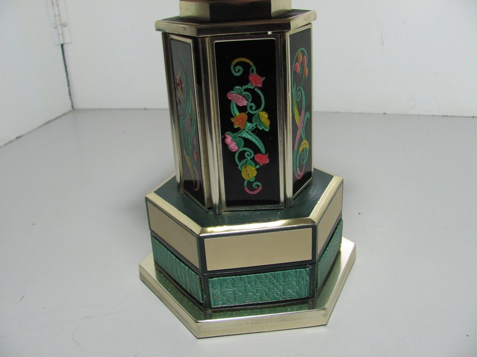 Vintage 60s Japanese Pagoda lipstick holder Carousel Music Box Good