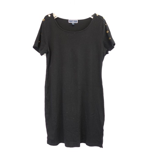 Karen Scott Dress Size Medium Cotton T Shirt Shift Short Mini Black Casual Goth - Picture 2 of 9