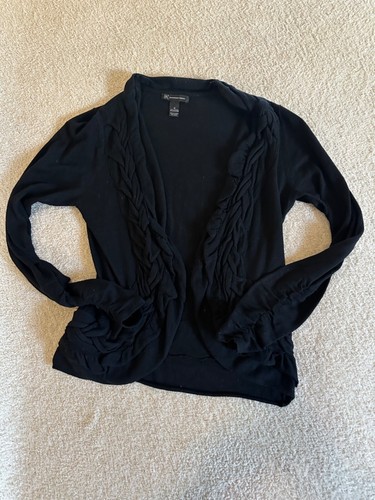 INC Women's Black Open Front Cardigan Medium - Cotton Blend Lightweight Layering - Bild 1 von 5