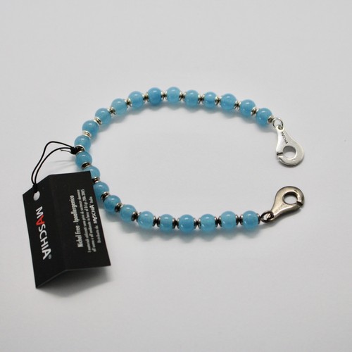 BRACCIALE IN ARGENTO 925 CON ACQUAMARINA TONDA BSP-3 MADE IN ITALY BY MASCHIA - Imagen 5 de 10
