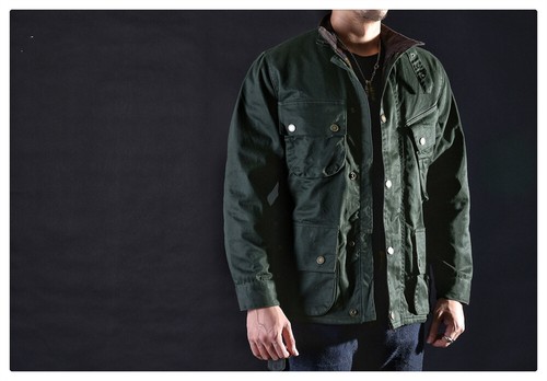 Chaqueta de Carga Vintage Engrasada Lona Encerada Militar Británica Selva Tropical Safari - Imagen 10 de 34