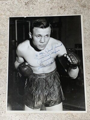 Lou Ambers Signed boxing Photo In fight pose JSA LOA Autograph HTF 8x10
