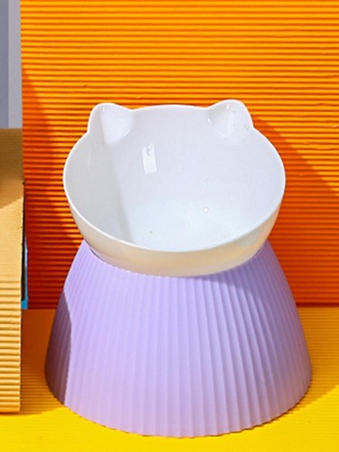 1pc Elevated Cat Bowls with Raised Stand,15 Tilted Cat Design Neck Guard Stand - Picture 8 of 20