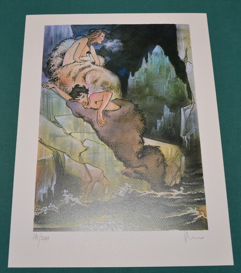 Milo Manara graphic signed numbered 30x40 cm valuable cardboard Legambiente 2000 Comic Art