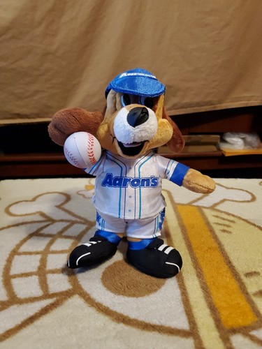 Aarons Advertisement Approx 10" Mascot Lucky Dog 55 with Baseball Plush - Picture 7 of 11