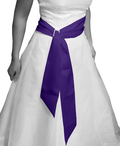 PURPLE Satin Wedding Fancy Dress Party Ribbon Sash Wrap Tie Belt Band Bow - Picture 12 of 19