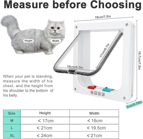 Pet Door Flap Weatherproof Comfortable Durable 4 Lock Modes *17 x 16cm* Plastic - Picture 5 of 7