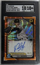 2024 Bowman Chrome Auto Orange Wave Rfctr #CPA-PS Paul Skenes /25 🔥SGC 10 GEM🔥