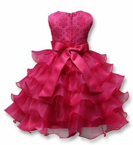 Kids Flower Girls Bridesmaid Dress Baby Party Lace Bow Wedding Dresses Princess - Picture 105 of 126