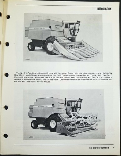 New Idea No.818 Uni Combine Operators Manual - Picture 3 of 5