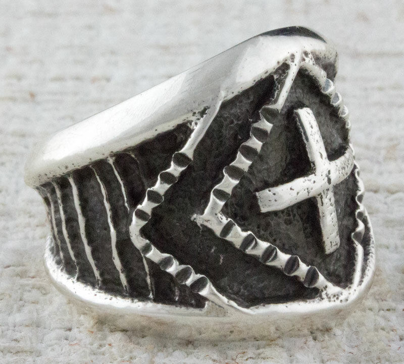 11 - Tufa Stone Cast Sterling Silver Ring By Navajo Artist