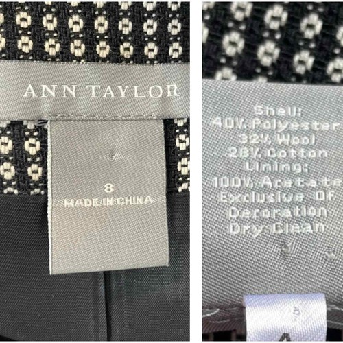 Ann Taylor Black White Dot Suit Blazer Jacket 6 - Picture 5 of 6