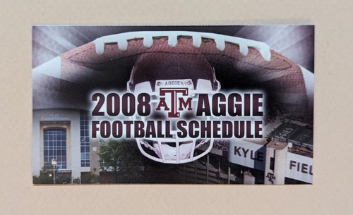 2008 Texas A&M Aggies College Football Pocket Schedule Card NCAA 🏈🏈 - Picture 1 of 2
