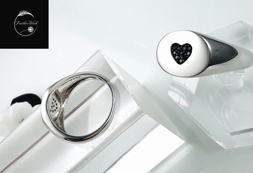 Sterling Silver 925 Love Heart Signet Ring for Women Ladies Girls Stackable Gift - Picture 5 of 13