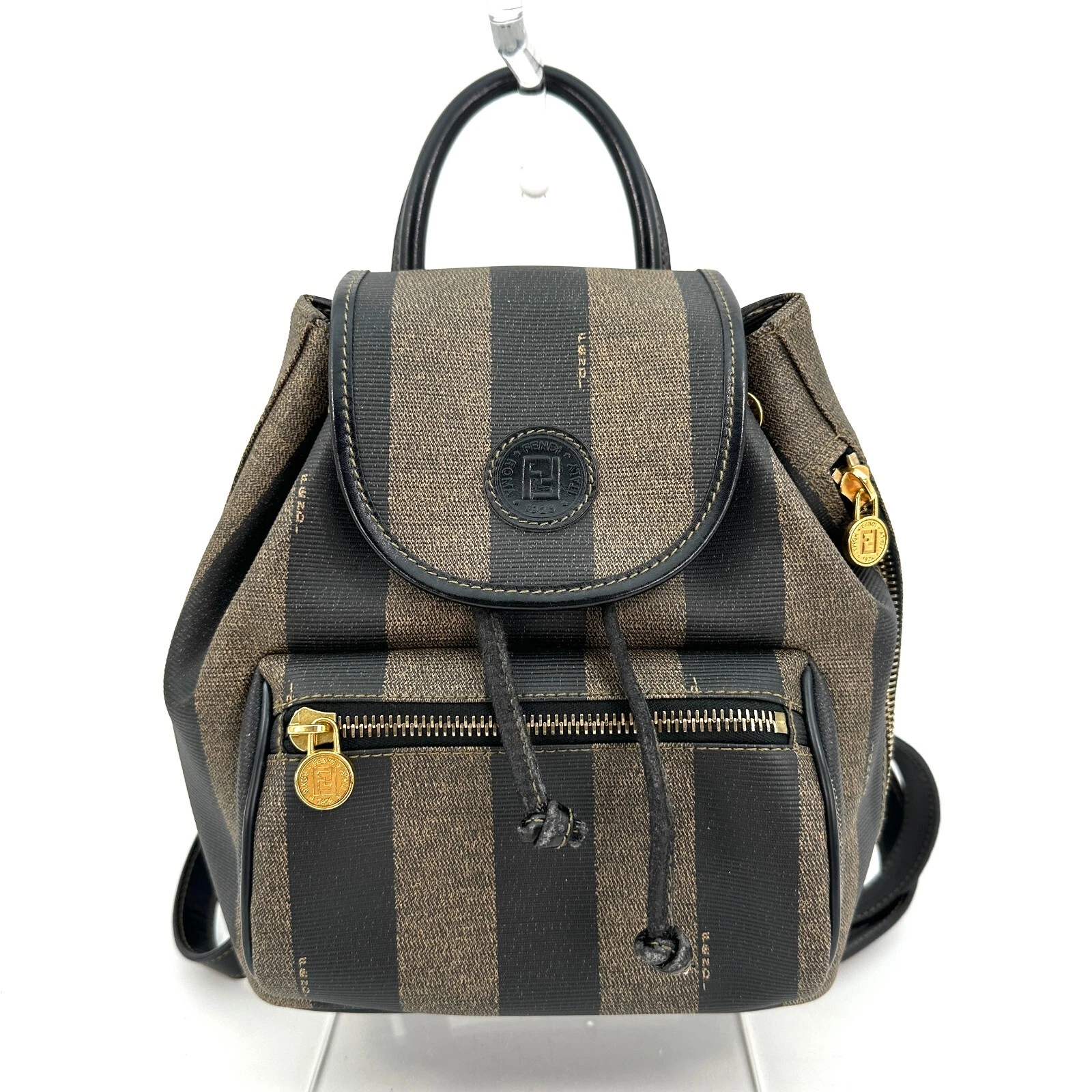 Zaino zaino FENDI Pecan PVC nero marrone originale dal Giappone