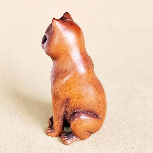 GX787 - 20 Years Old 2" Hand Carved Boxwood Netsuke - Pretty Cat - Picture 7 of 9