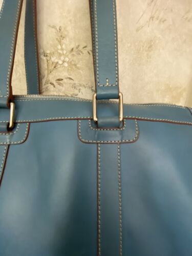 Dooney & Bourke Blue Alto Leather Purse Doctor Satchel Made In ITALY Huge - Picture 6 of 14