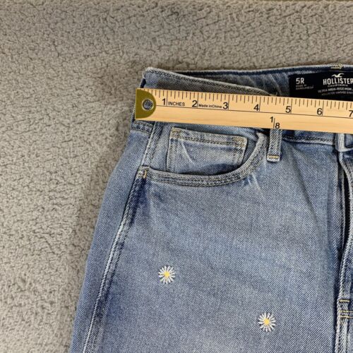 Jeans Hollister ultra alto mamma donna 27 lavaggio medio ricamo floreale estate - Foto 5 di 16