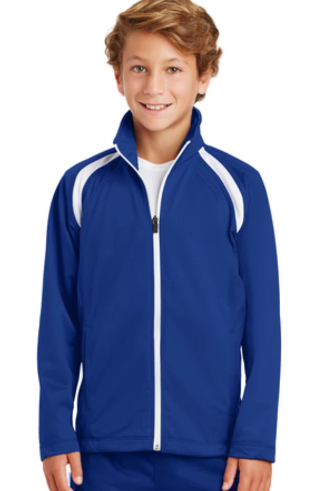 Jaqueta de atletismo azul royal nova com etiquetas Sport Tek Youth XL tricot - Imagem 3 de 4