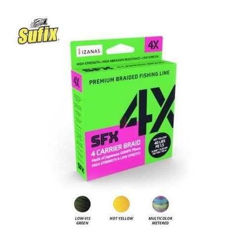 Sufix SFX 4X Braid Lo Viz Green ALL VARIETIES Fishing tackle - Picture 3 of 3
