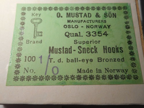 100 Mustad 1/0 Fliegenbinden Sneck Haken umgedreht Kugelauge bronziert NORWEGEN 3354 - Bild 4 von 4