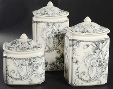 222 Fifth Adelaide Grey and White  Canister Set  10614220