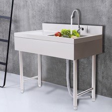 Commercial Sink Stainless Steel Kitchen Utility Sink 1 Compartment  Prep Table