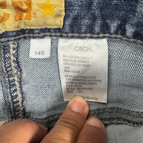 VTG Cinch Jeans Boys Sz 14S Light Wash Distressed Straight Leg Denim - Picture 7 of 10