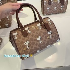 NWT Coach X Peanuts Rowan Satchel Bag Signature Canvas With Snoopy Print CBM33