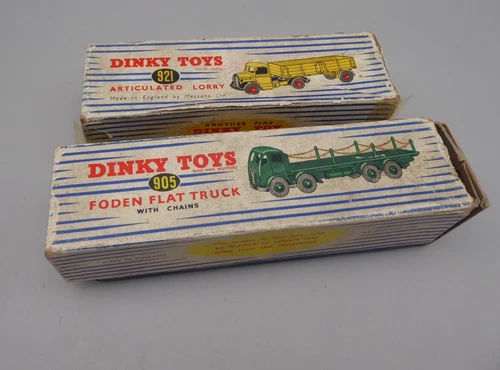Vintage Dinky Toys 905 Foden Flat Truck & 921 Articulated Lorry w/ Boxes