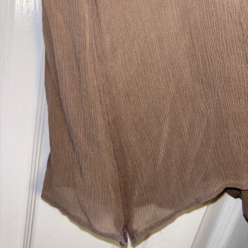 St Johns W-14 Bluse 100 % Seide Krepp transparent Flatterärmel taupe Bindekragen - Bild 5 von 8