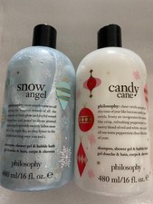 Set of 2 Philosophy Candy Cane Snow Angel Shampoo Shower Gel Bubble Bath 16 Oz