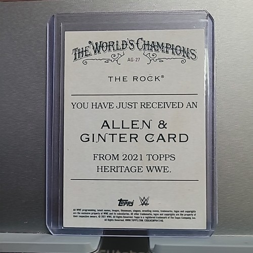 The Rock 2021 Topps Heritage WWE Allen & Ginter Insert #AG-27 - Picture 2 of 2