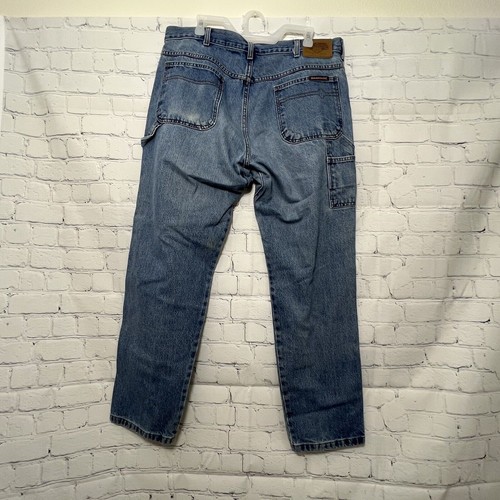 Vintage Diamond Cut Made In USA Carpenter Med Blue Wash Denim Jeans Mens 38 x 32 - Picture 9 of 19