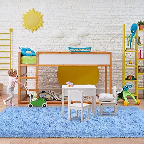 Blue Runner Rugs for Bedroom Kids Room, 2x6 Fluffy 2x6 Feet Cobalt Blue - Bild 4 von 7