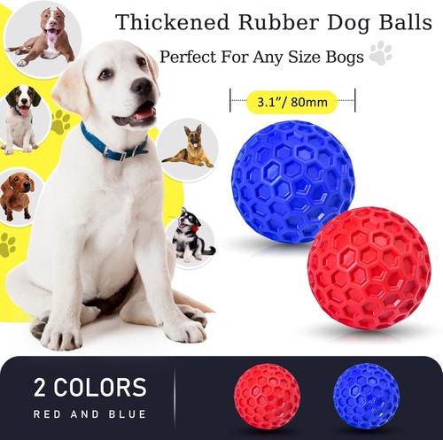 "2 Pack Indestructible Squeaky Dog Balls for Aggressive Chewers Medium Large" - Picture 2 of 11