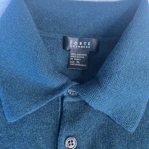 Forte Cashmere Polo Sweater Mens Size XL Forest Green Luxury Minimalist Dad - Picture 5 of 8