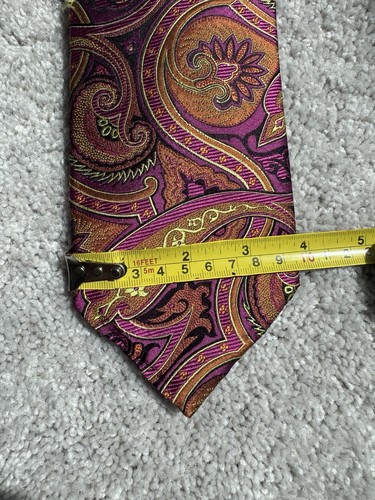 Robert Talbott Best Of Class Paisley Pink Gold Yellow Silk Tie Made In USA - Picture 7 of 7