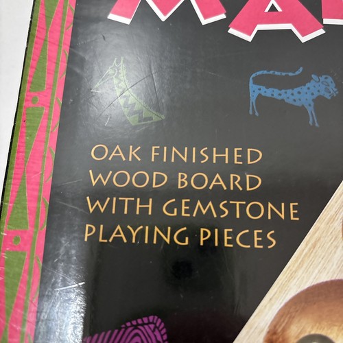MANCALA GAME Oak Finished Wood Board Gemstone Playing Pieces vintage 1996 New - Picture 7 of 8