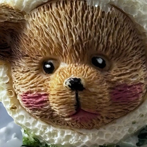 Set of 3 Sparkly Snow Suit Teddy Bear Ornaments 1990s Glittered Resin Christmas - Picture 11 of 12