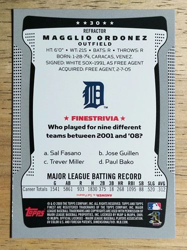 Finest Refractors #30 2009 Magglio Ordóñez - Imagen 2 de 2