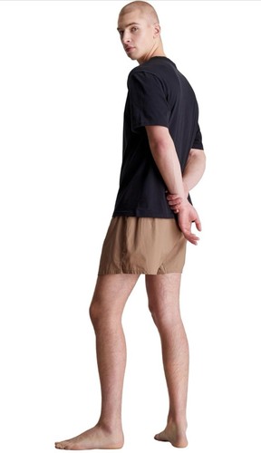 Conjunto de pijama calvin Klein para hombre manga corta calzoncillos boxer negro marrón grande nuevo con etiquetas - Imagen 2 de 7