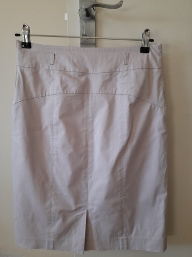 H & M Pale Pink Cotton/Elastane Pencil Midi Skirt Wedding Balletcore Size 10 - Picture 4 of 9