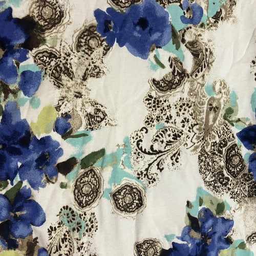 Karen Scott Top Damen mittelblau Blumen Paisley V-Ausschnitt Strick Stretch 3/4 Arm - Bild 5 von 12