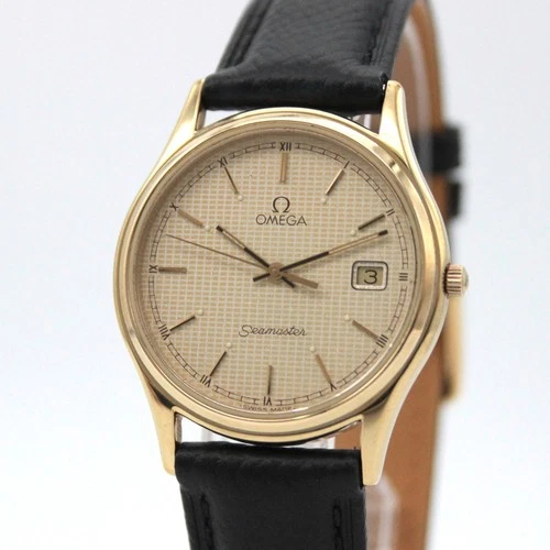 New Belt [NEAR MINT] OMEGA Seamaster 196.0251 Gold Dial Qz Men's From JAPAN Z169