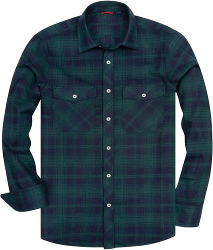 Men's Button Down Regular Fit Long Sleeve Plaid Flannel Casual Shirts - Picture 13 of 47